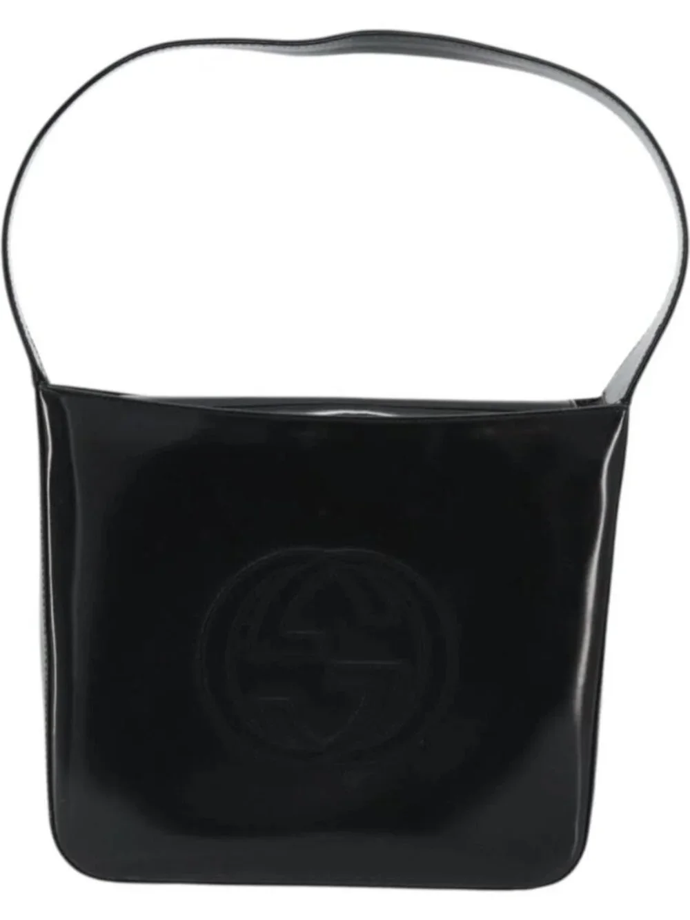 GUCCI Shoulder Bag Patent leather Black Silver 000 1013 0506 Auth 175750